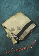 Blended linen cotton chikku and black combo - Design 13